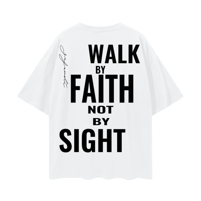 GAFAUDI "WALK BY FAITH" Oversize Deep Drop Shoulder Tee - 190 GSM