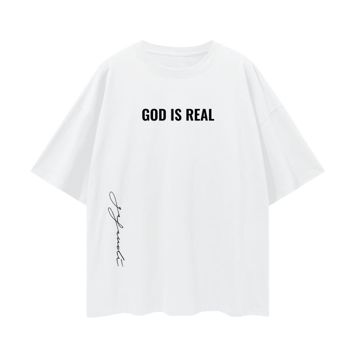 GAFAUDI - "GOD IS REAL" -Oversize Deep Drop Shoulder Tee - 190 GSM