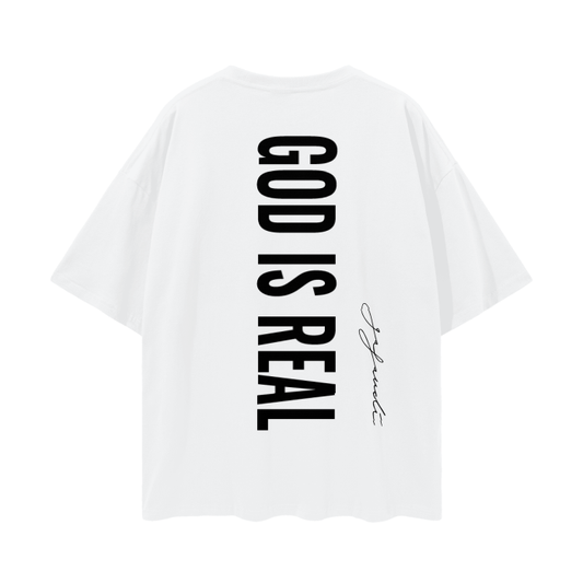 GAFAUDI - "GOD IS REAL" -Oversize Deep Drop Shoulder Tee - 190 GSM