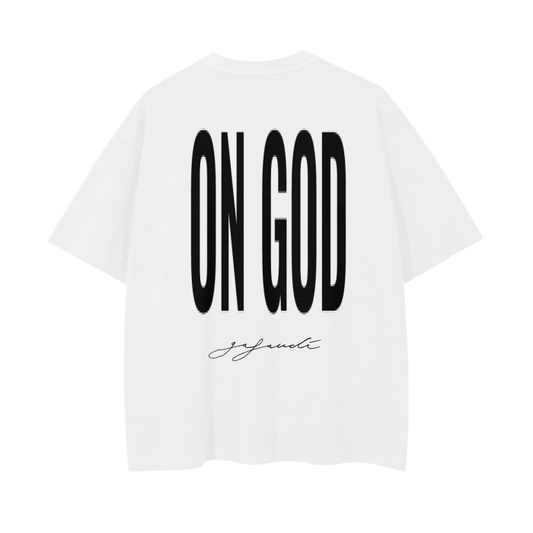 GAFAUDI "ON GOD" Vintage Wash Drop Shoulder T-Shirt - 250 GSM