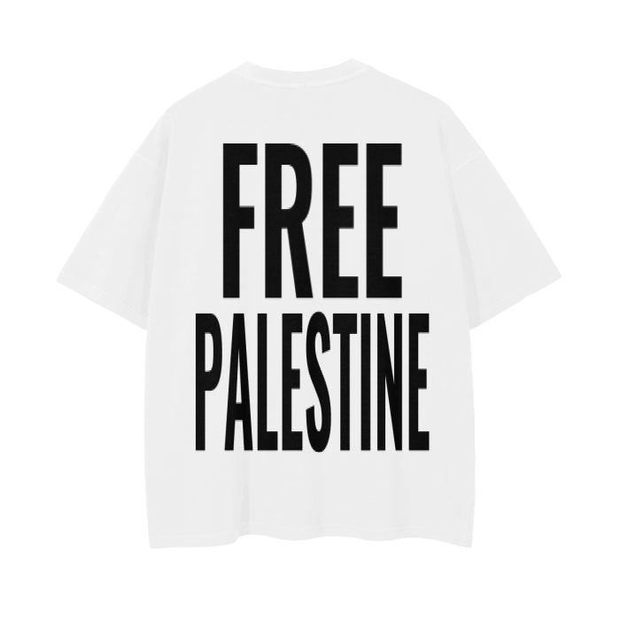 GAFAUDI "FREE PALESTINE" Vintage Wash Drop Shoulder T-Shirt - 250 GSM