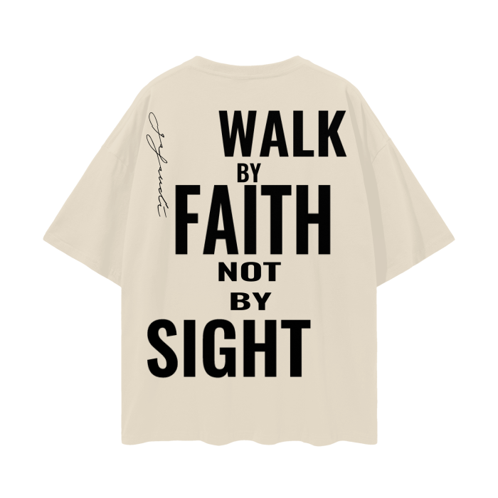 GAFAUDI "WALK BY FAITH" Oversize Deep Drop Shoulder Tee - 190 GSM